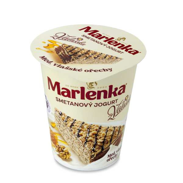 Smetanový jogurt z Valašska MARLENKA med, vlašské ořechy